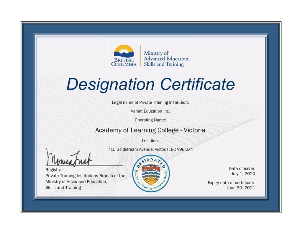 Victoria BC Westshore Career Training Designated